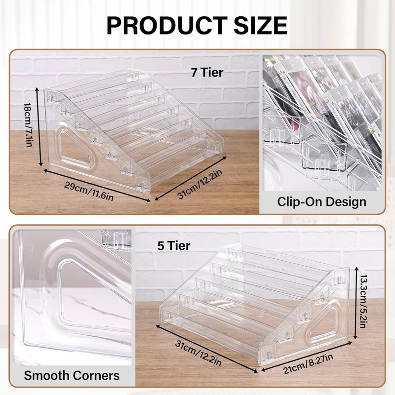 CELSOL 5 Tier 12" Acrylic Card Display Stand, Easy Clip-On Design, Versatile Display for Trading, Graded, PSA, Baseball, Sports, Business Cards and Stickers - Image 2